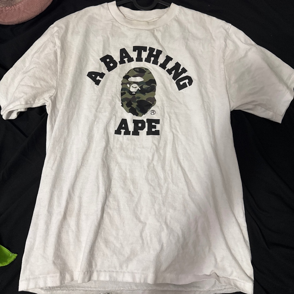BAPE CAMO COLLEGE TEE WHITEXGREEN